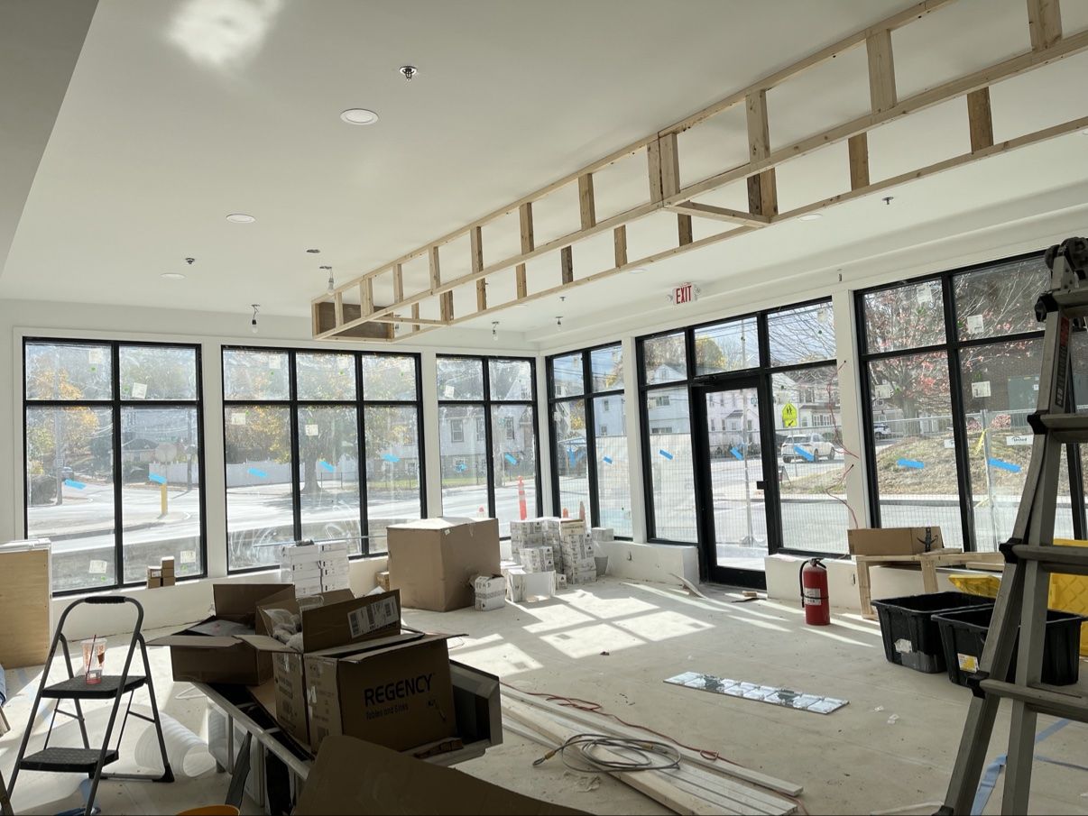 Commercial storefront interior during fit-out